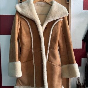 Ardney Vintage Tan and Cream Shearling Leather Jacket